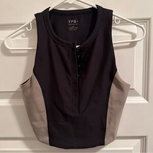 Abercrombie YPB Curve Love Black and Tan Crop Top